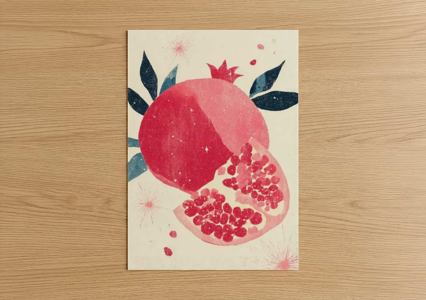 Crimson Pomegranate Botanical Wall Art