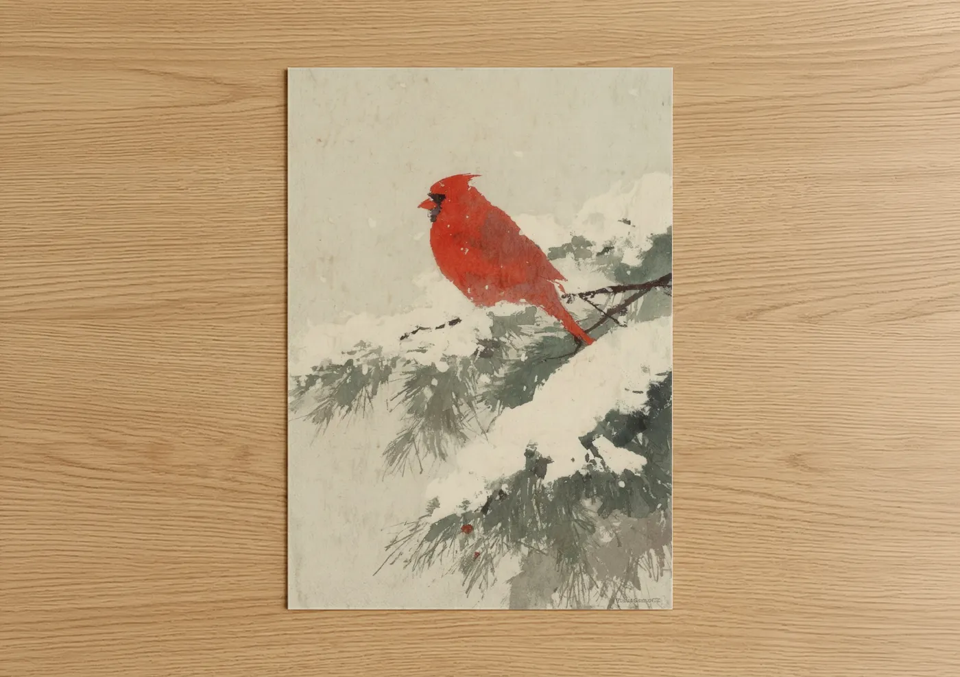 Cardinal Winter Snow Branch Wall Art