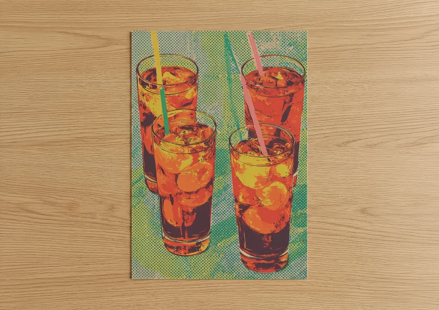 Vibrant Iced Tea Pop Art Illustration Wall Art