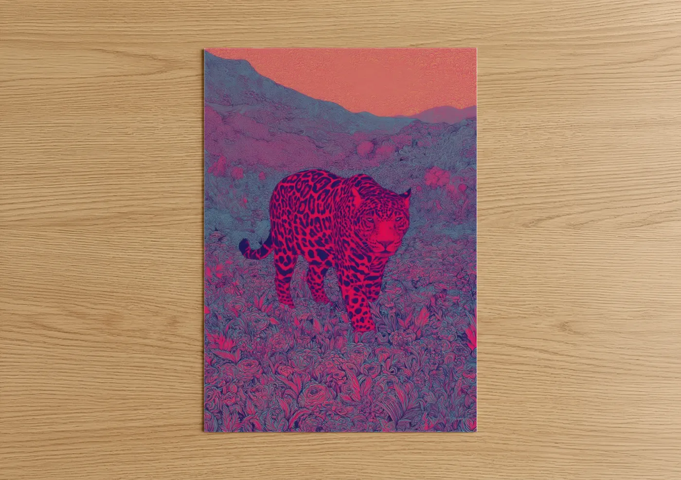 Neon Jaguar Surreal Wildlife Wall Art