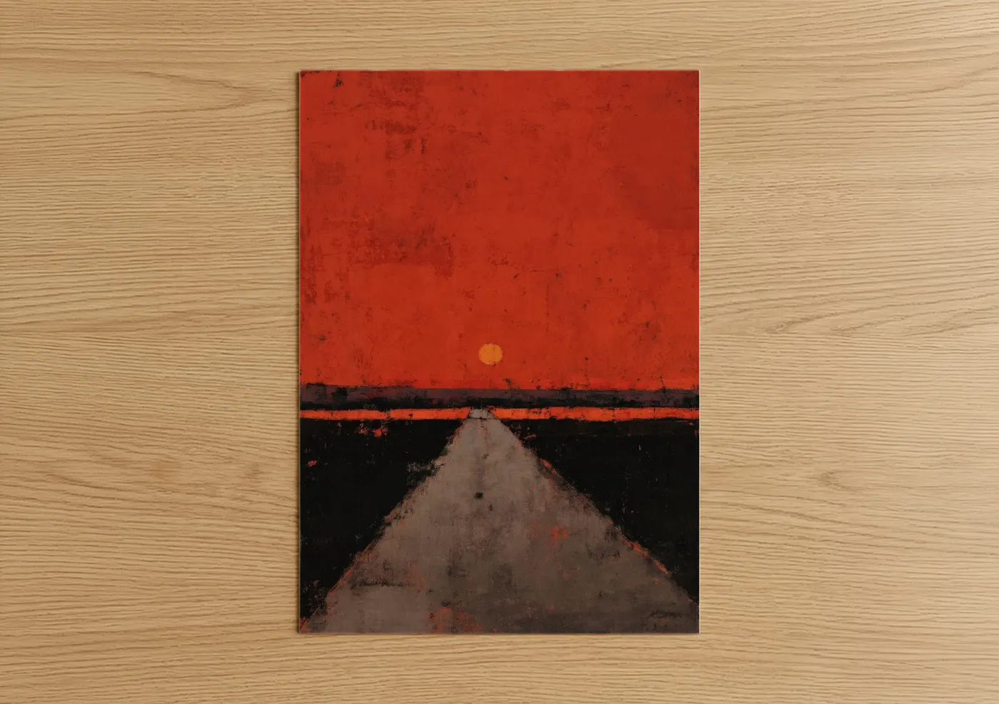 Crimson Highway Sunset Road Wall Art