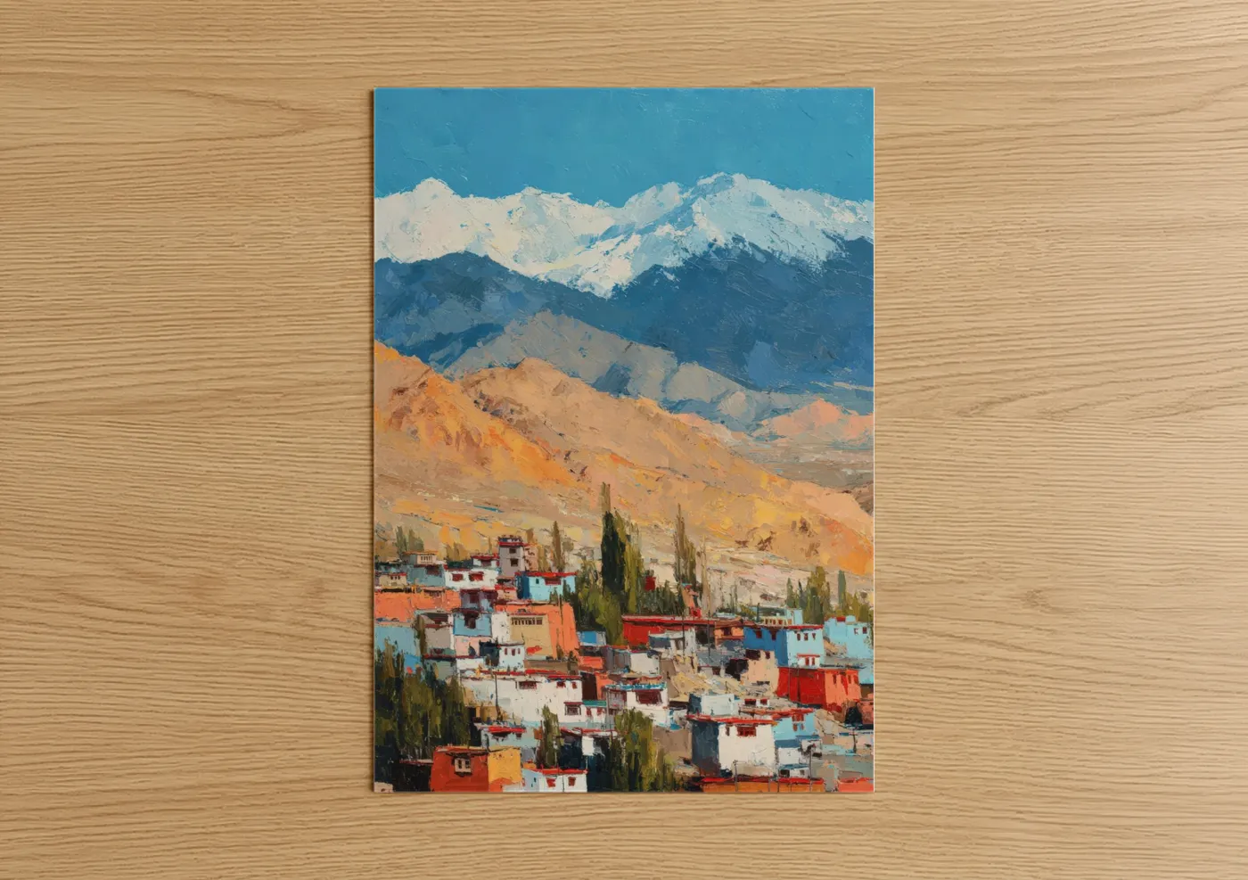 Snow-Capped Himalayan Mountains Village Wall Art