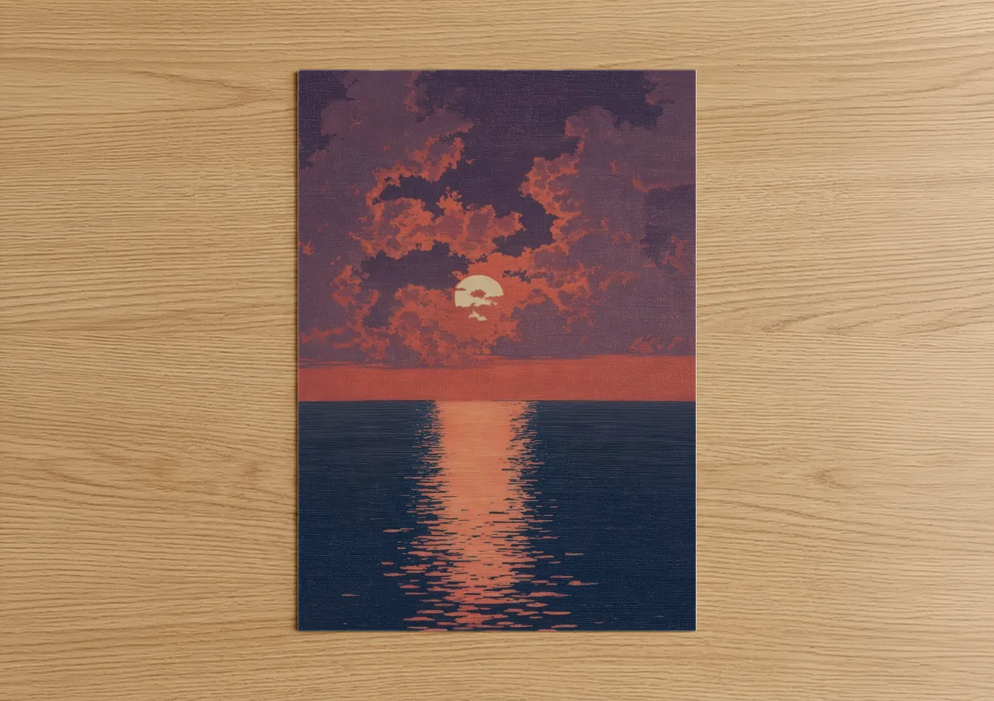 Dramatic Sunset Over Ocean Seascape Wall Art