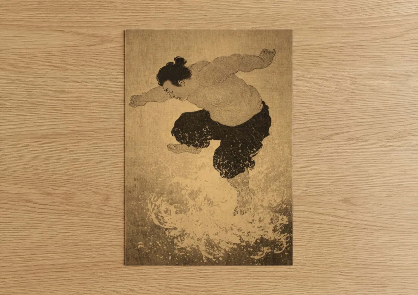 Dynamic Wrestler Vintage Art Print Wall Art