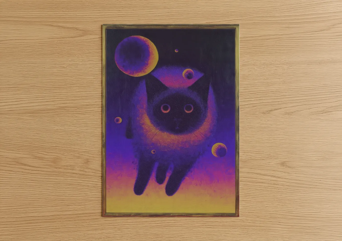 Cosmic Cat Purple Galaxy Wall Art