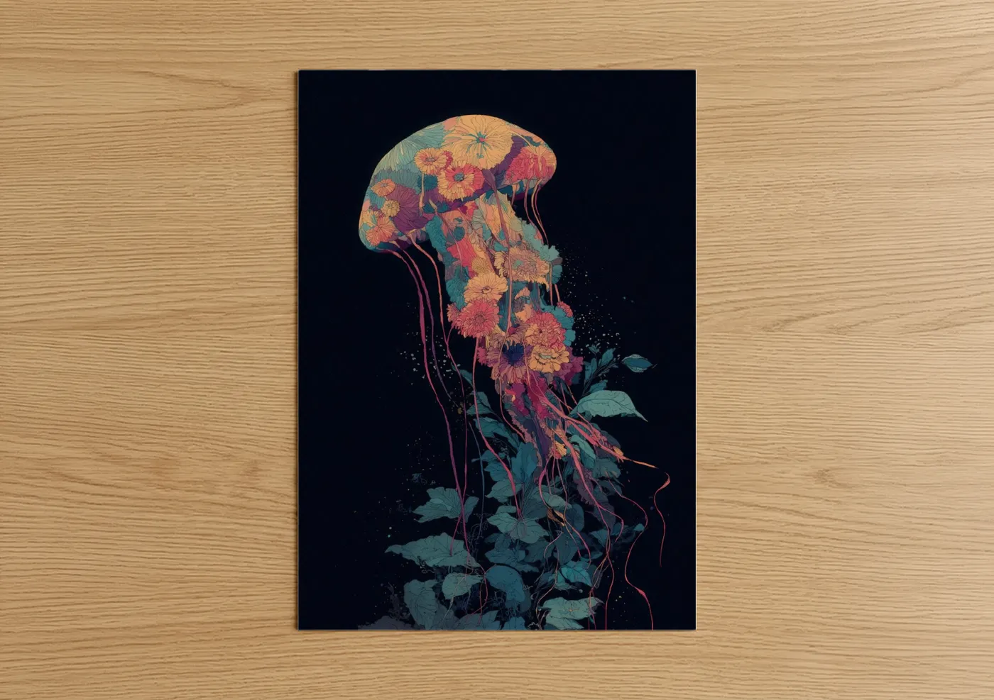Floral Jellyfish Botanical Sea Life Art Wall Art