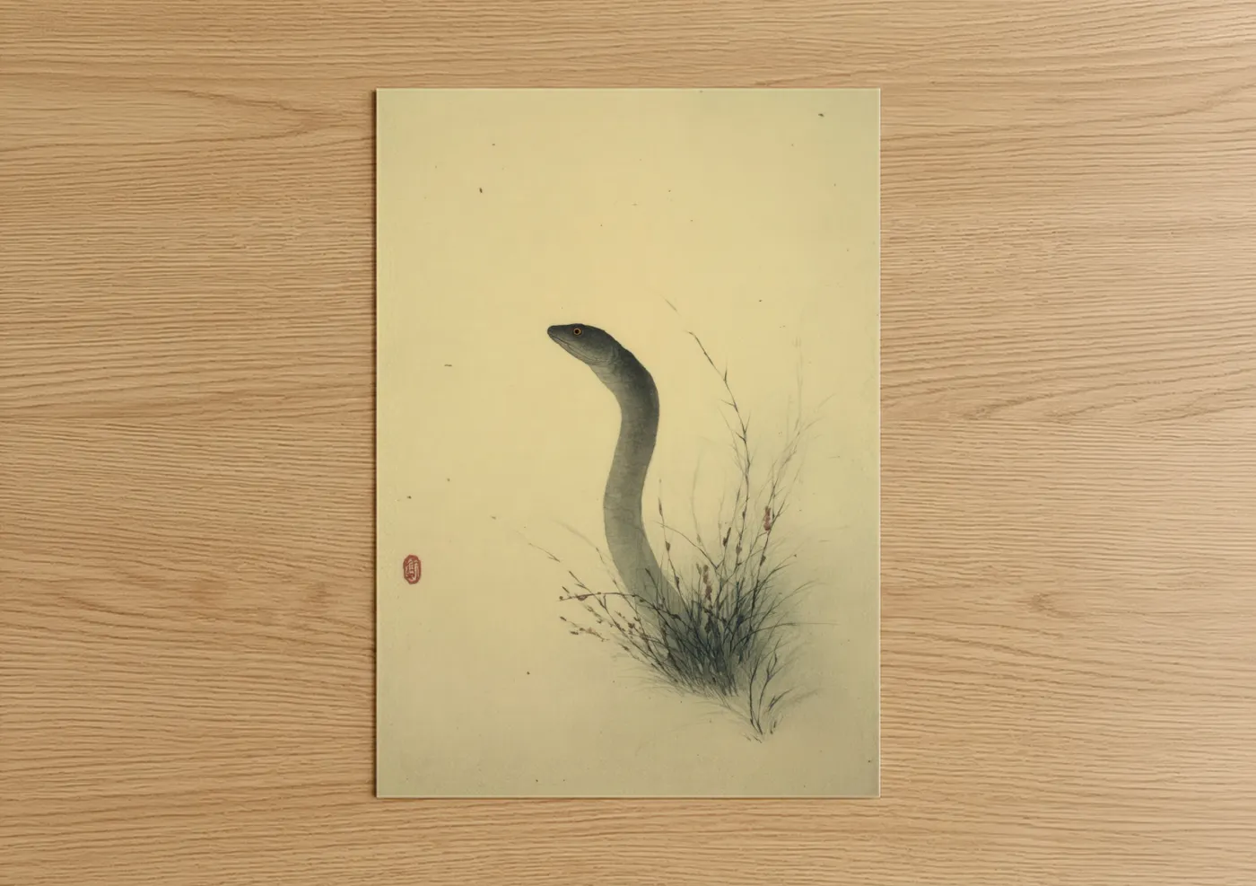 Grass Eel Japanese Ink Drawing Wall Art
