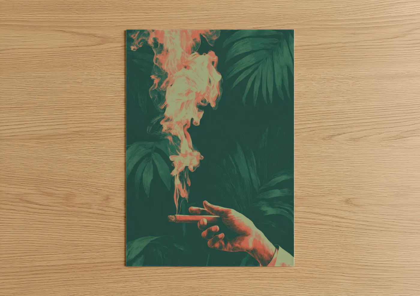 Tropical Cigar Smoking Illustration Wall Art
