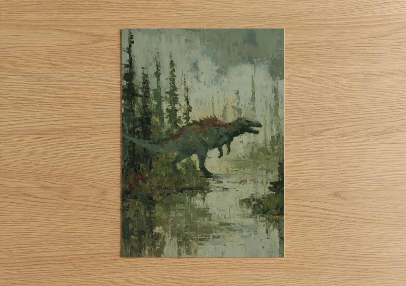 Misty Dinosaur Abstract Expressionist Wall Art
