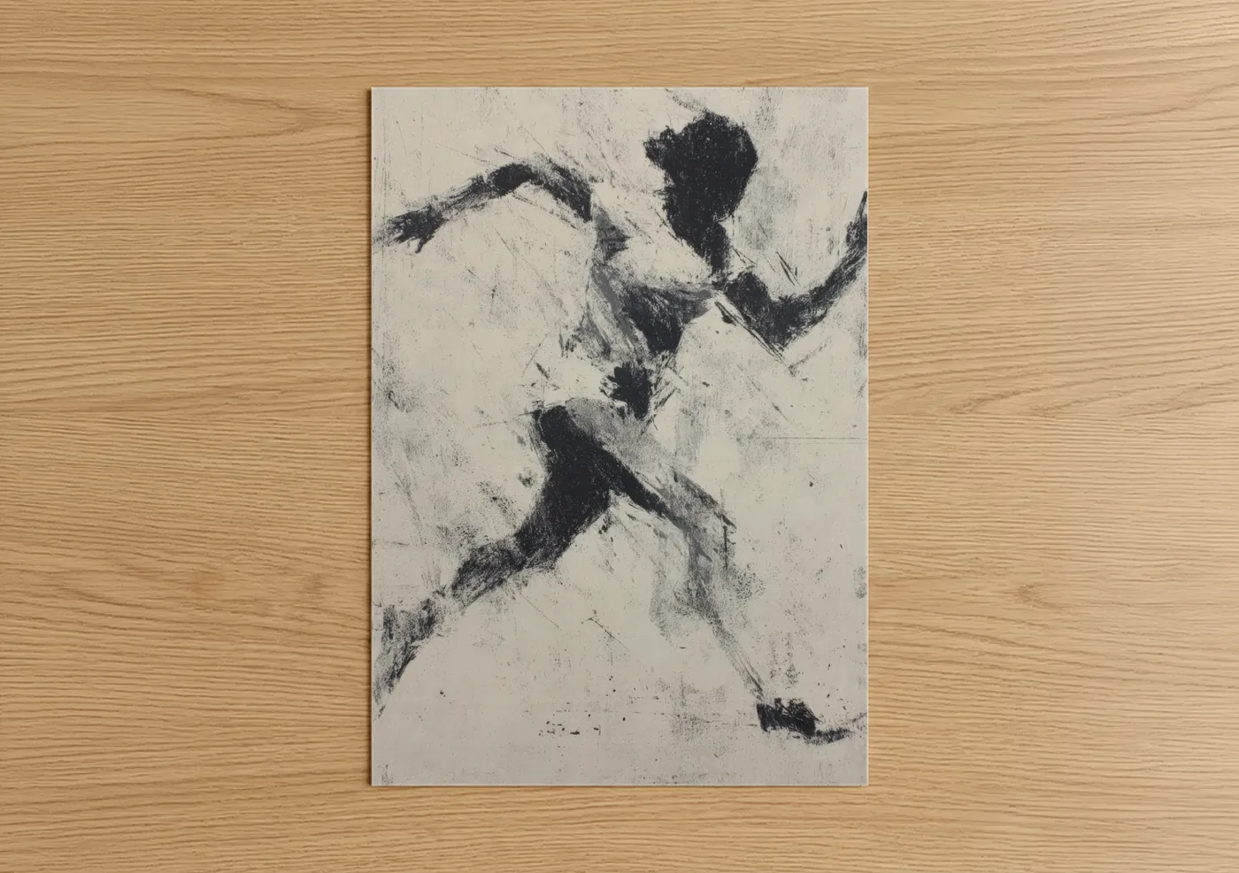 Dynamic Runner Minimalist Black White Wall Art