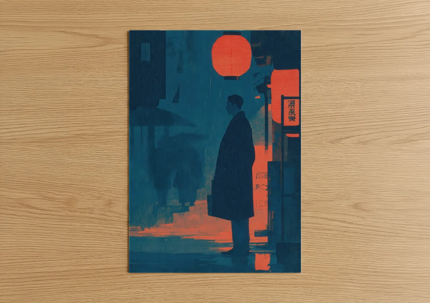 Cyberpunk Fashion Illustration Neon Rain Wall Art