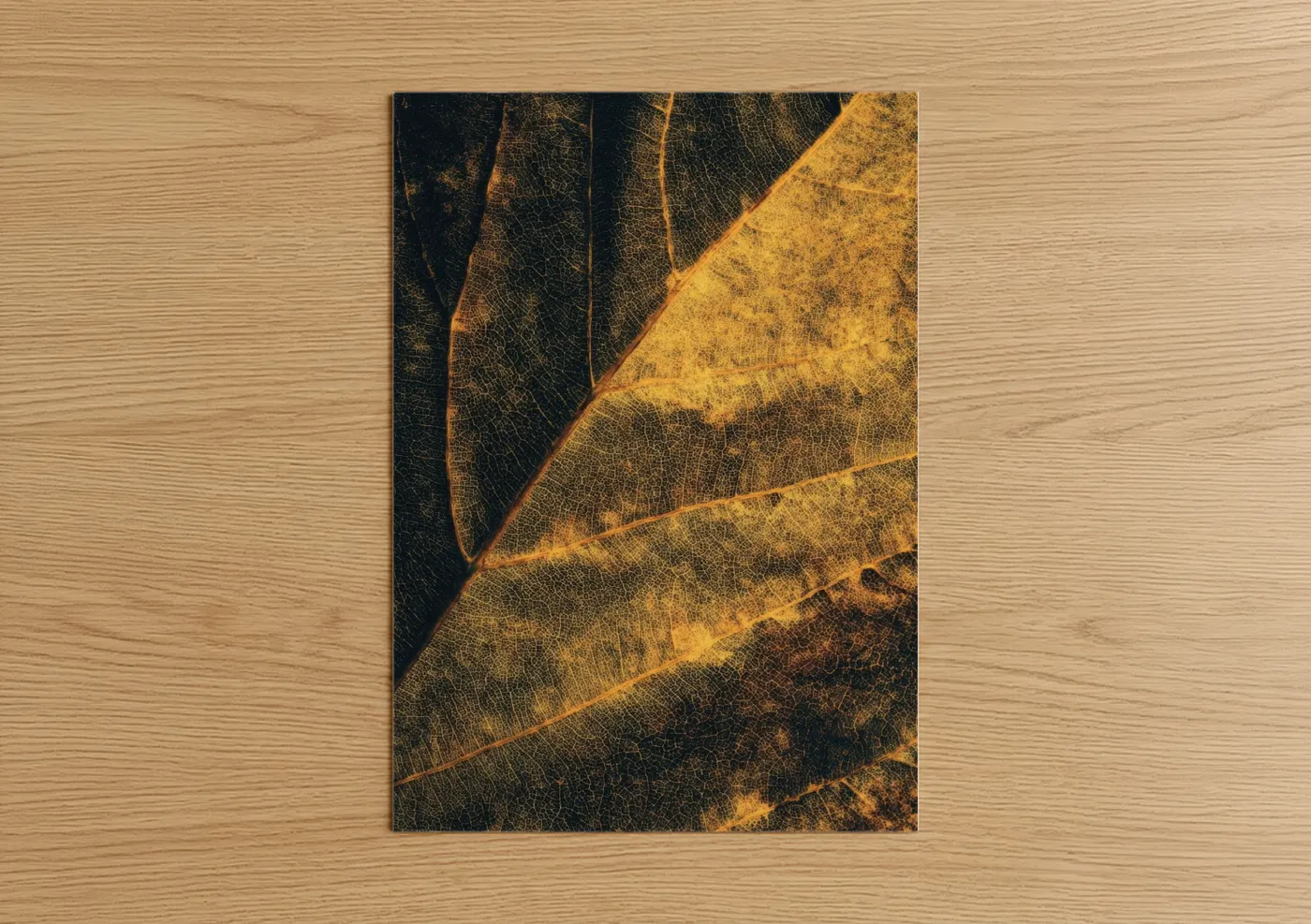 Cigars art print on warm oak wood — gold and black and gold palette — Golden Leaf Detail poster