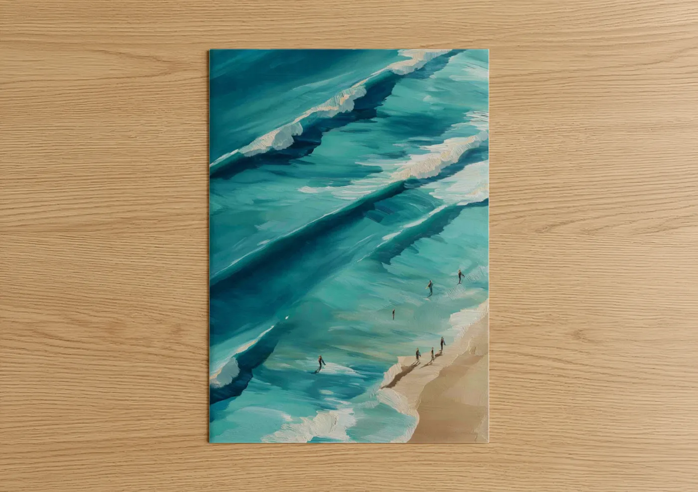 Coastal Beach Waves Aerial Wall Art