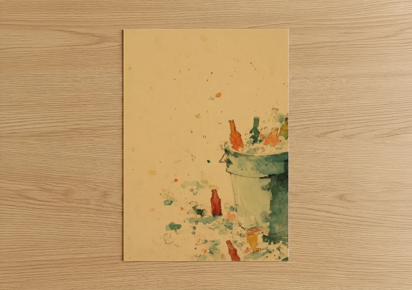 Overflowing Beer Bucket Watercolor Wall Art
