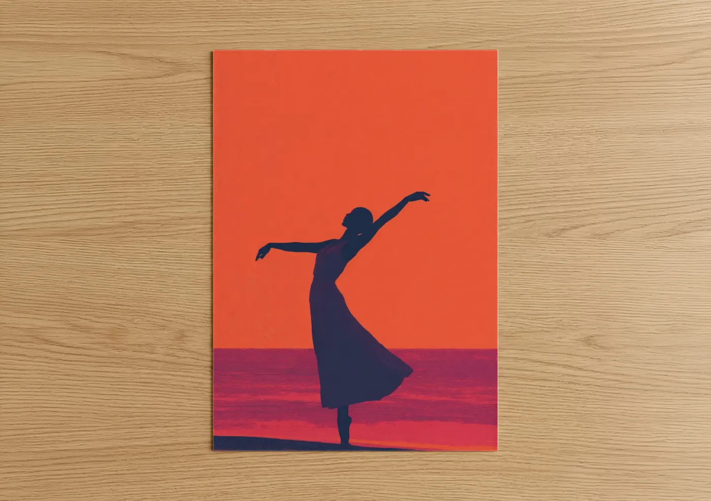 Graceful Hula Dancer Silhouette Sunset Wall Art