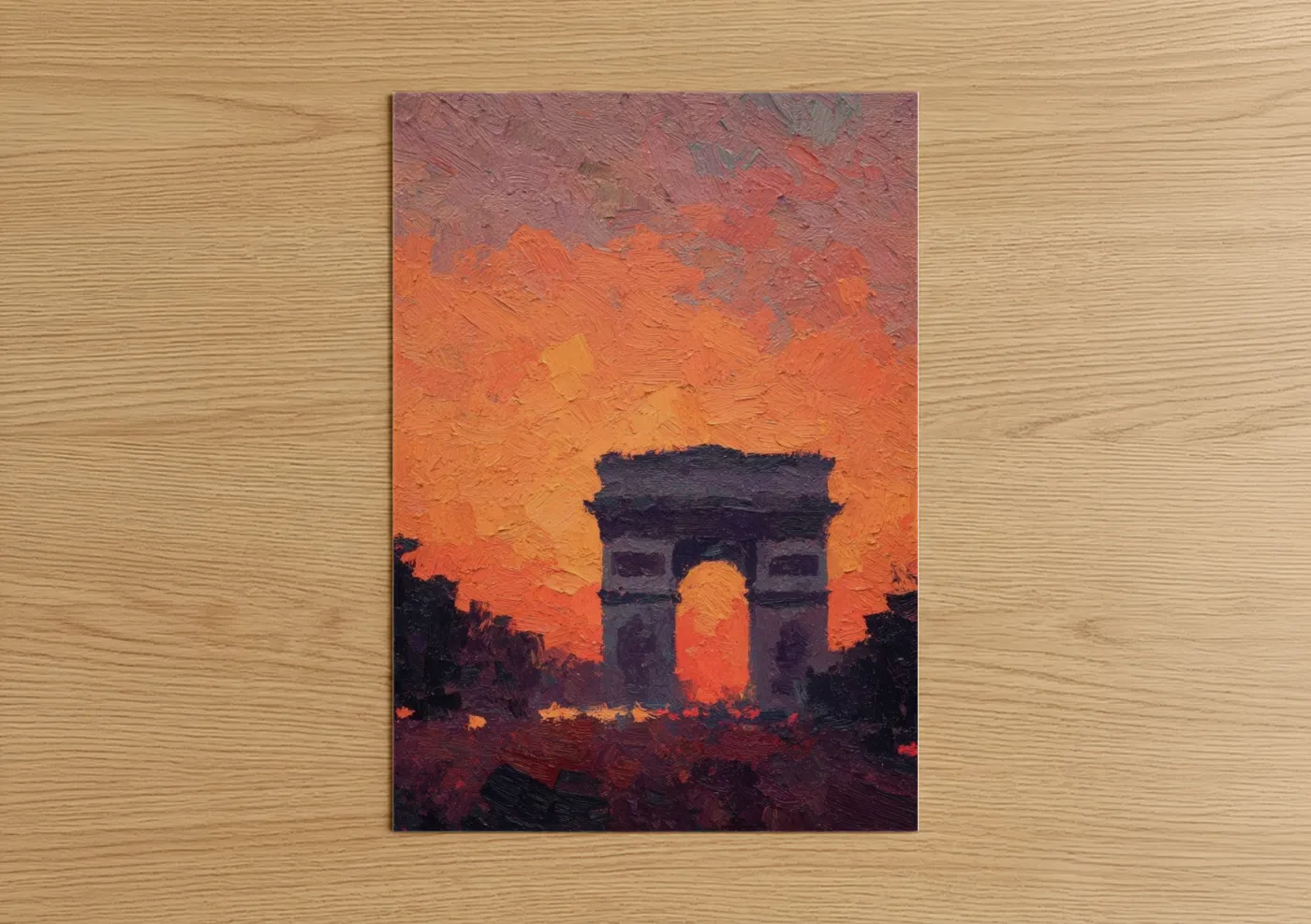 Arc de Triomphe Sunset Painting Wall Art