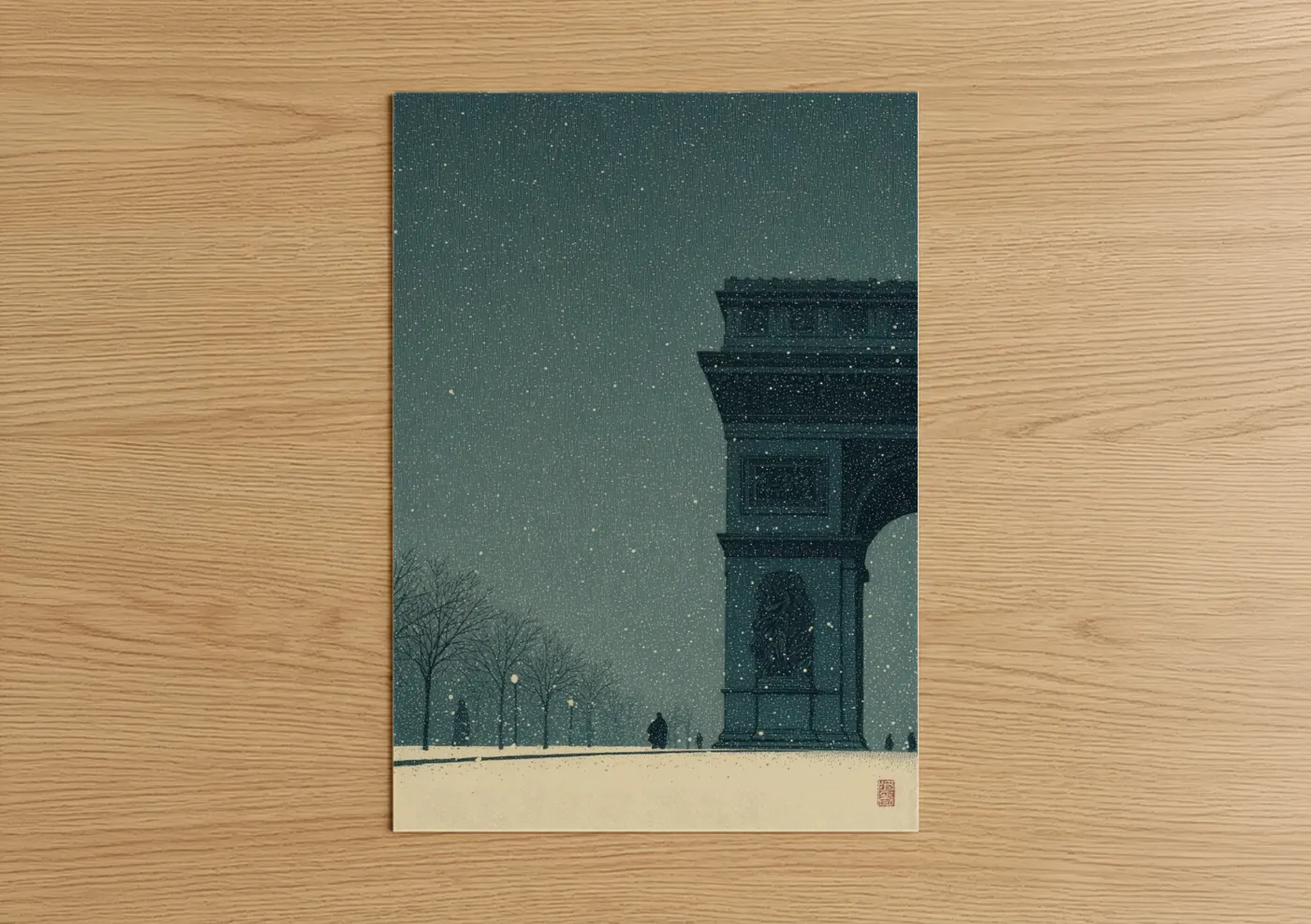 Arc de Triomphe Winter Snow Night Wall Art