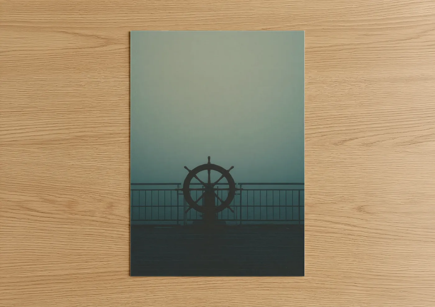 Misty Shipwheel Nautical Decor Wall Art