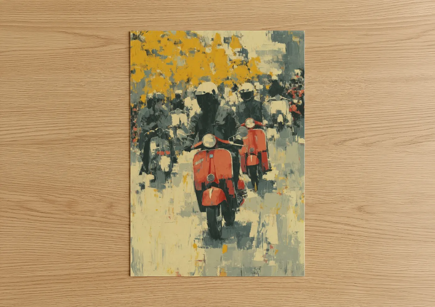 Vintage Scooter Abstract Art Retro Wall Art