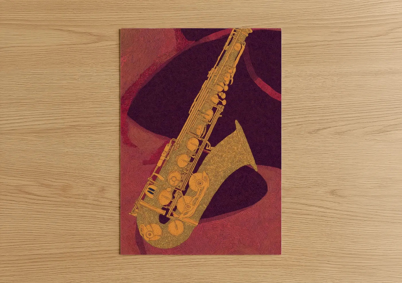 Golden Saxophone Jazz Instrument Wall Art