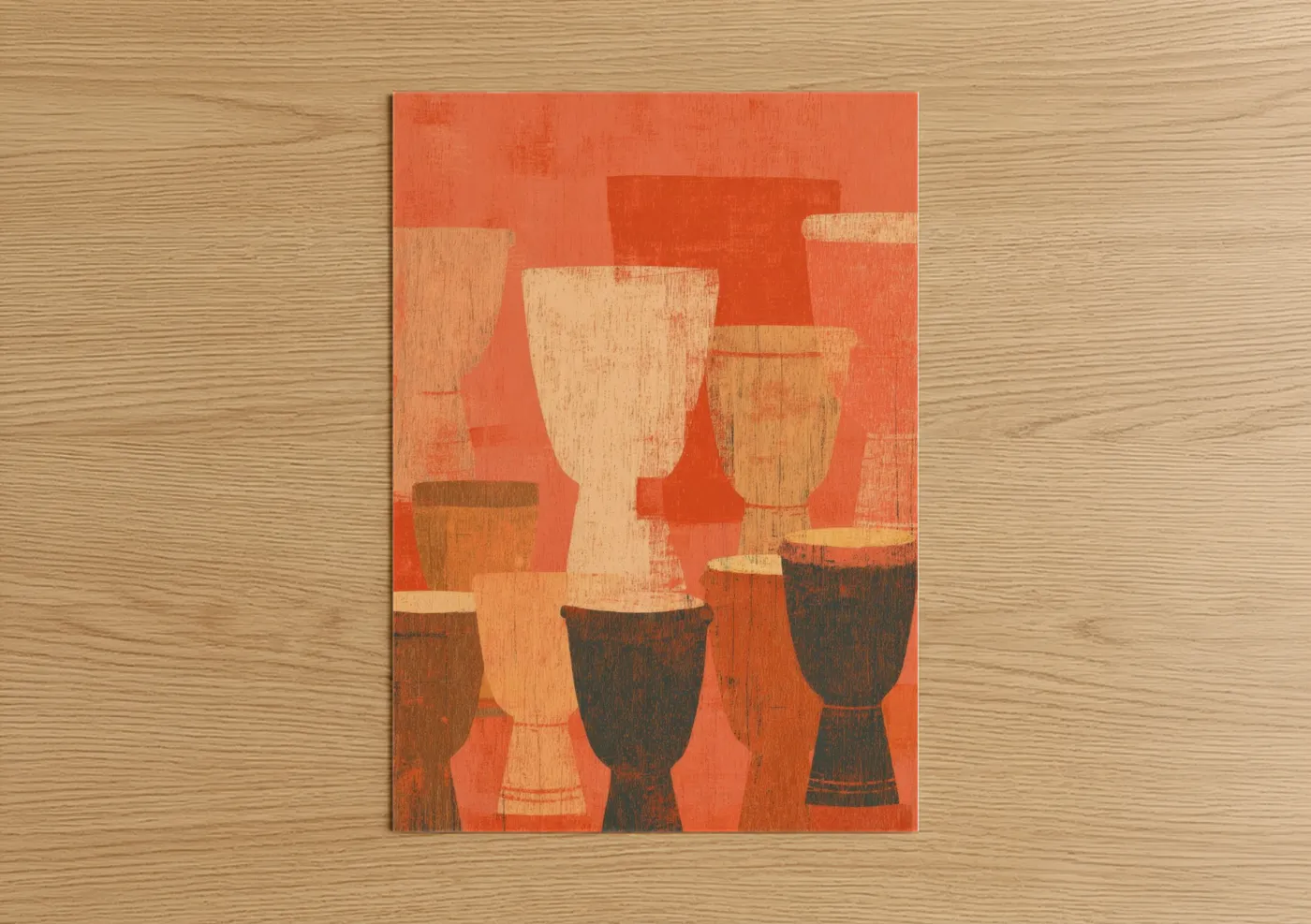 Drum Circle Illustration Modern Wall Art