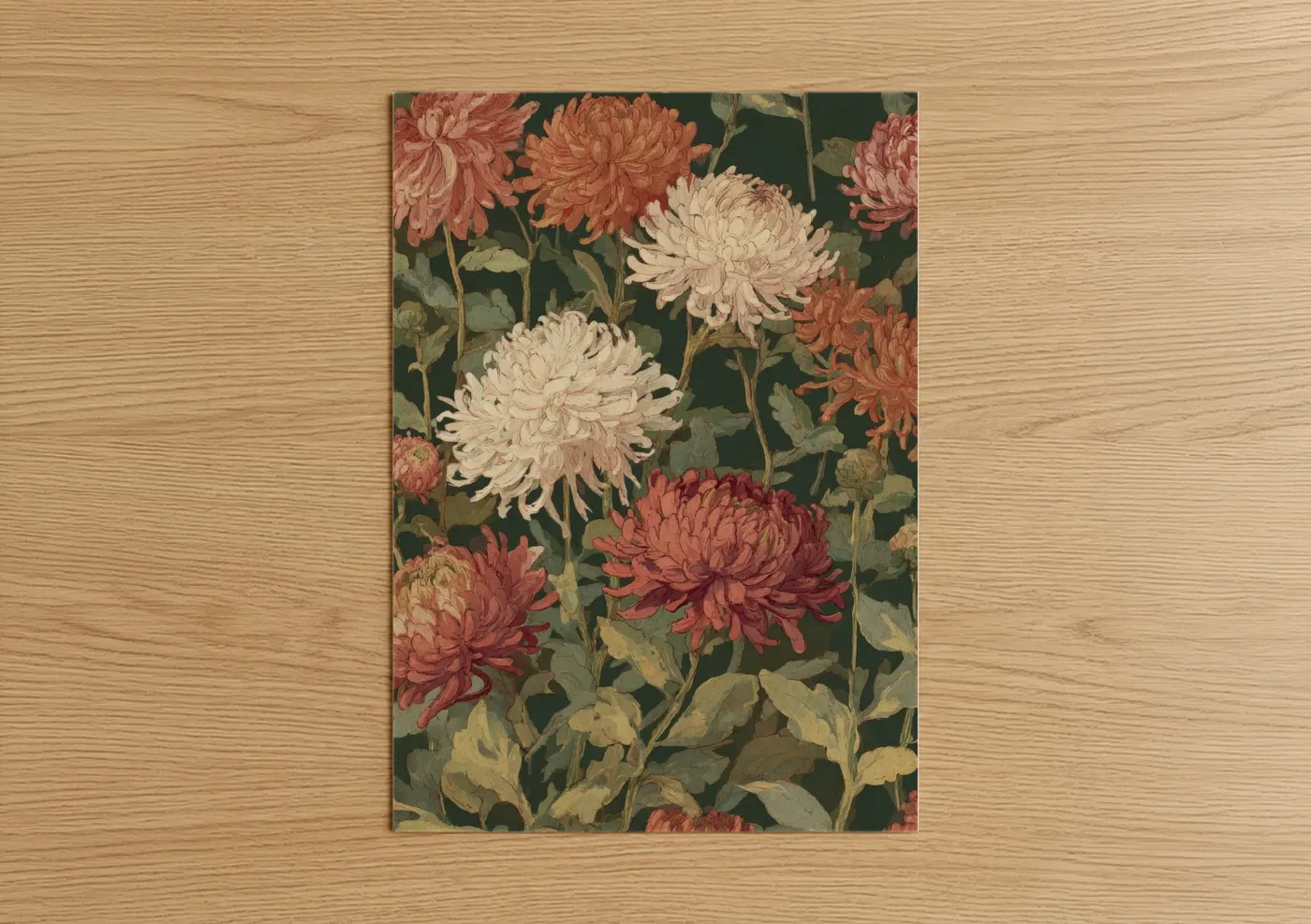 Vintage Chrysanthemum Floral Botanical Wall Art
