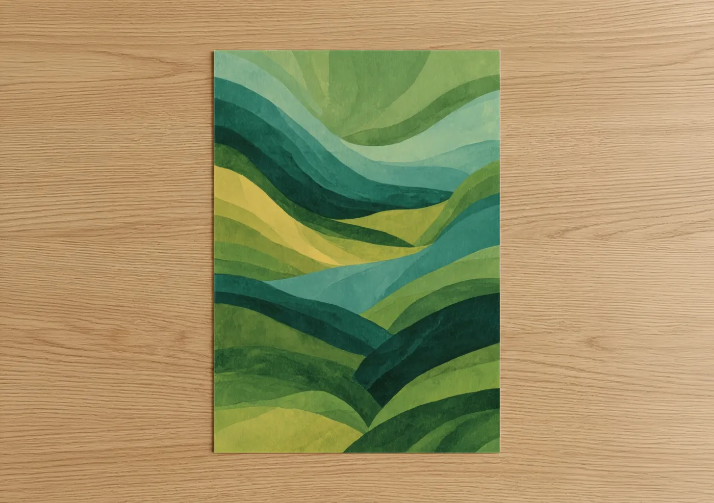 Abstract Green Field Landscape Wall Art