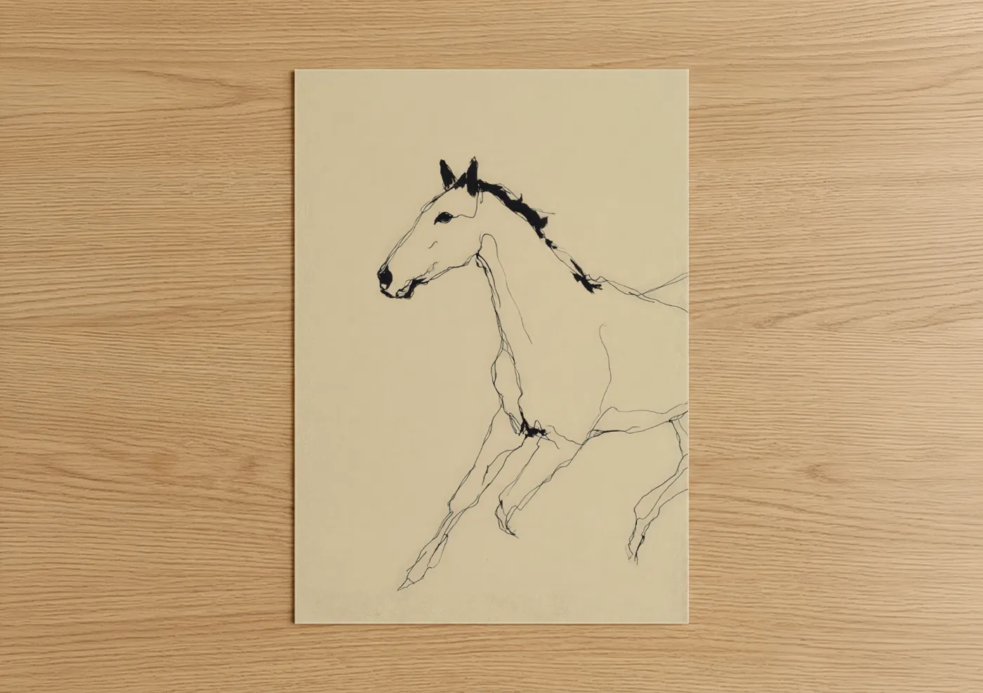 Elegant Racehorse Line Art Drawing Wall Art