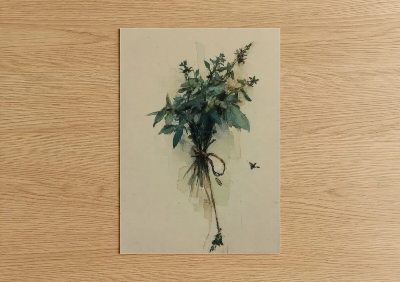 Delicate Herb Bouquet Watercolor Wall Art