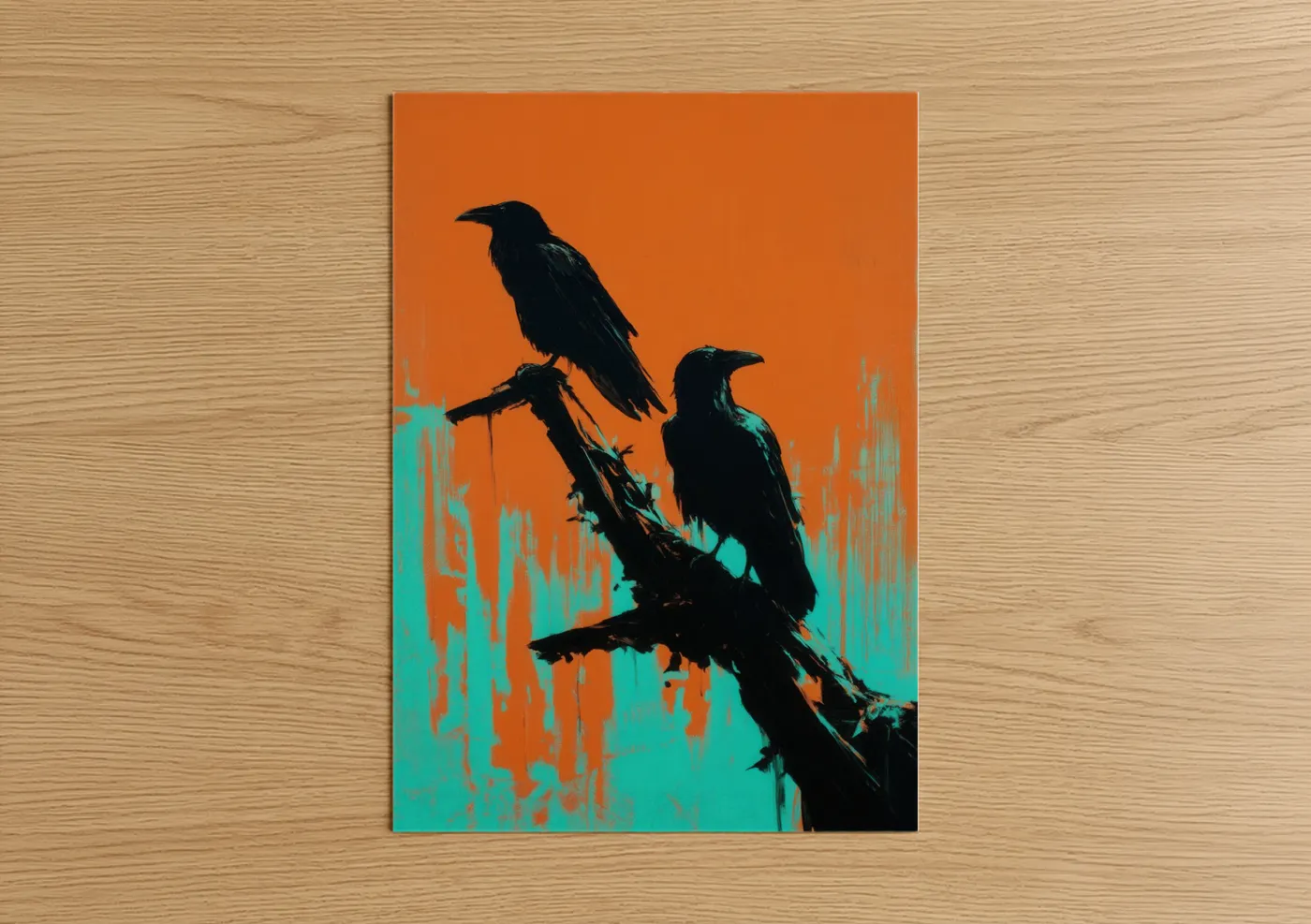 Neon Raven Pair Modern Pop Wall Art