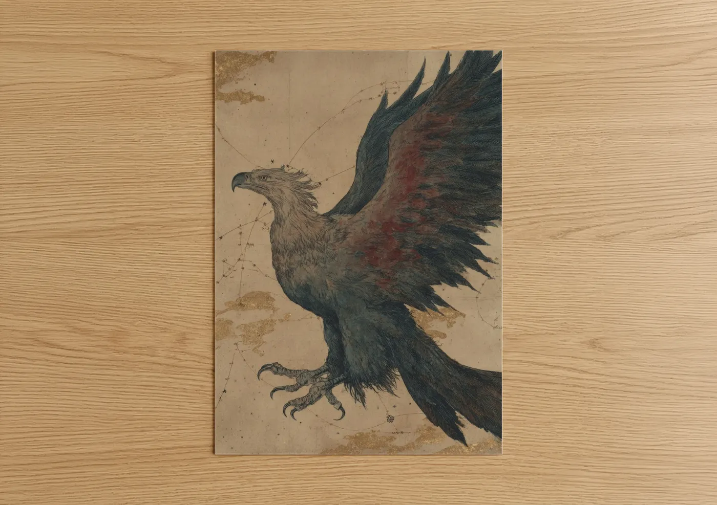 Celestial Griffin Wing Detail Illustration Wall Art