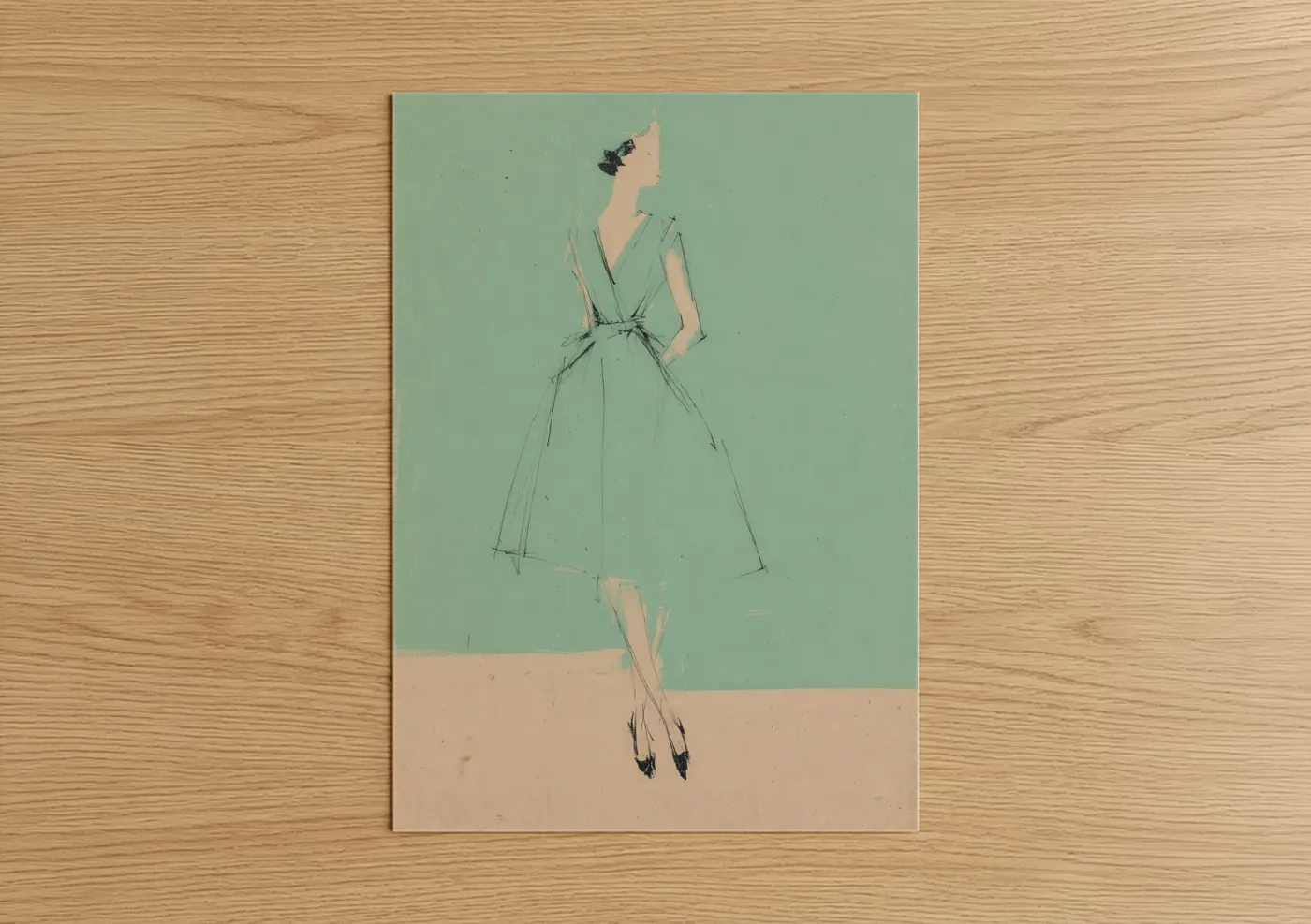 Vintage Fashion Illustration Elegant Dress Wall Art