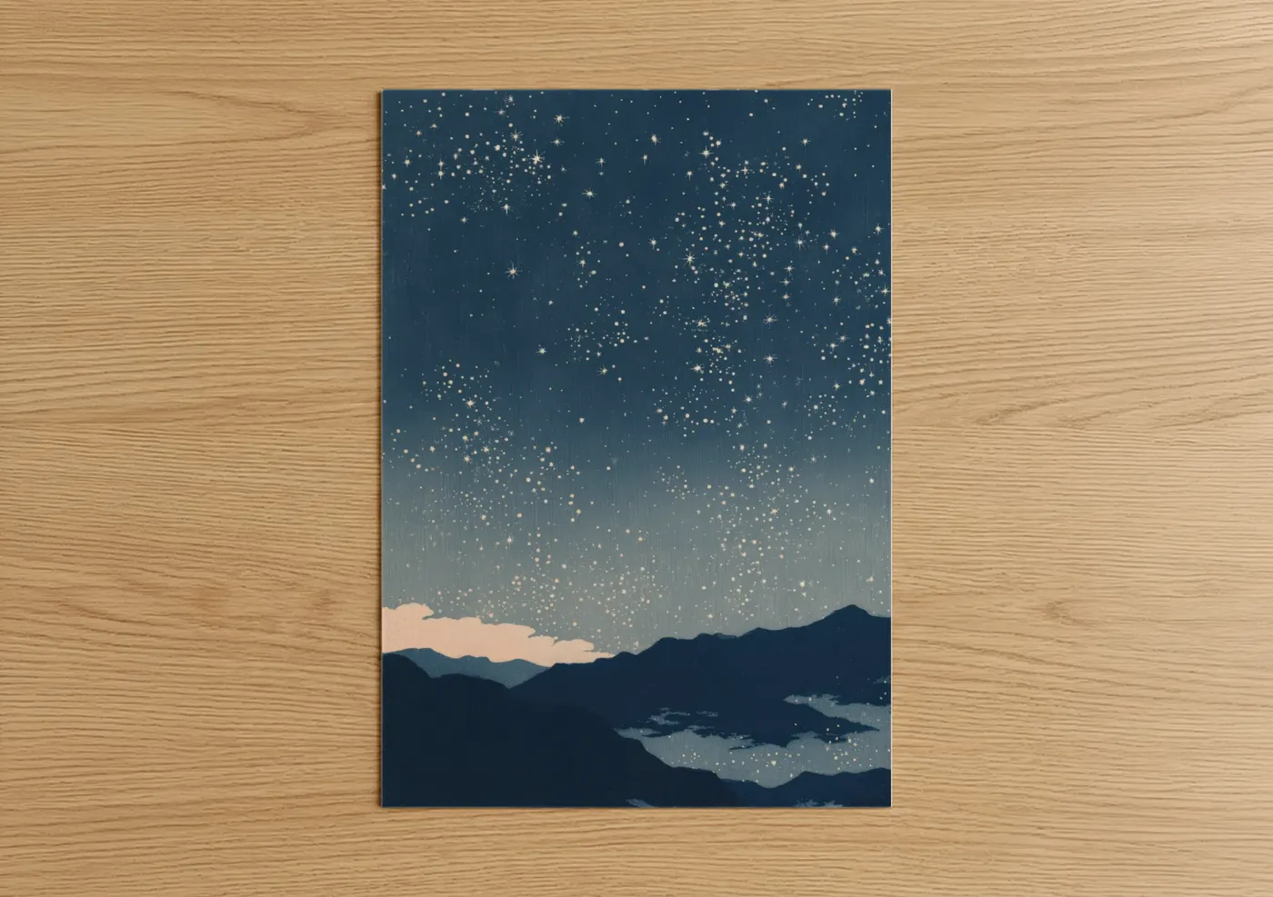 Starlit Mountain Night Sky Landscape Wall Art