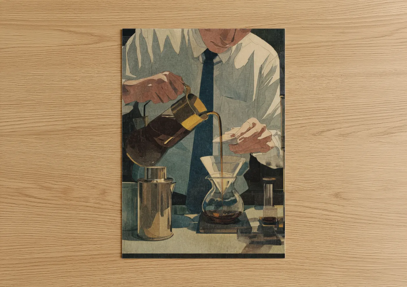 Vintage Coffee Brewing Illustration Wall Art