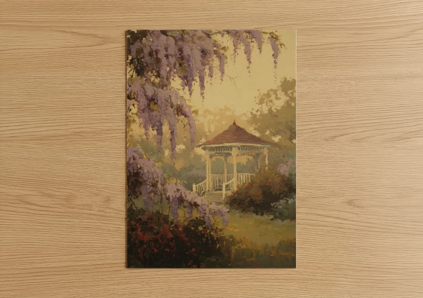 Wisteria Gazebo Garden Watercolor Wall Art
