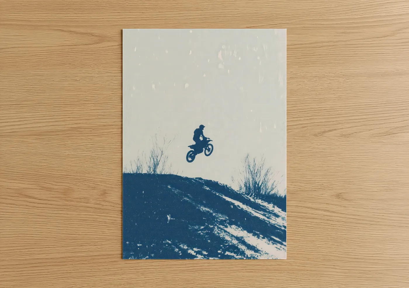 Motocross Rider Snowy Jump Silhouette Wall Art