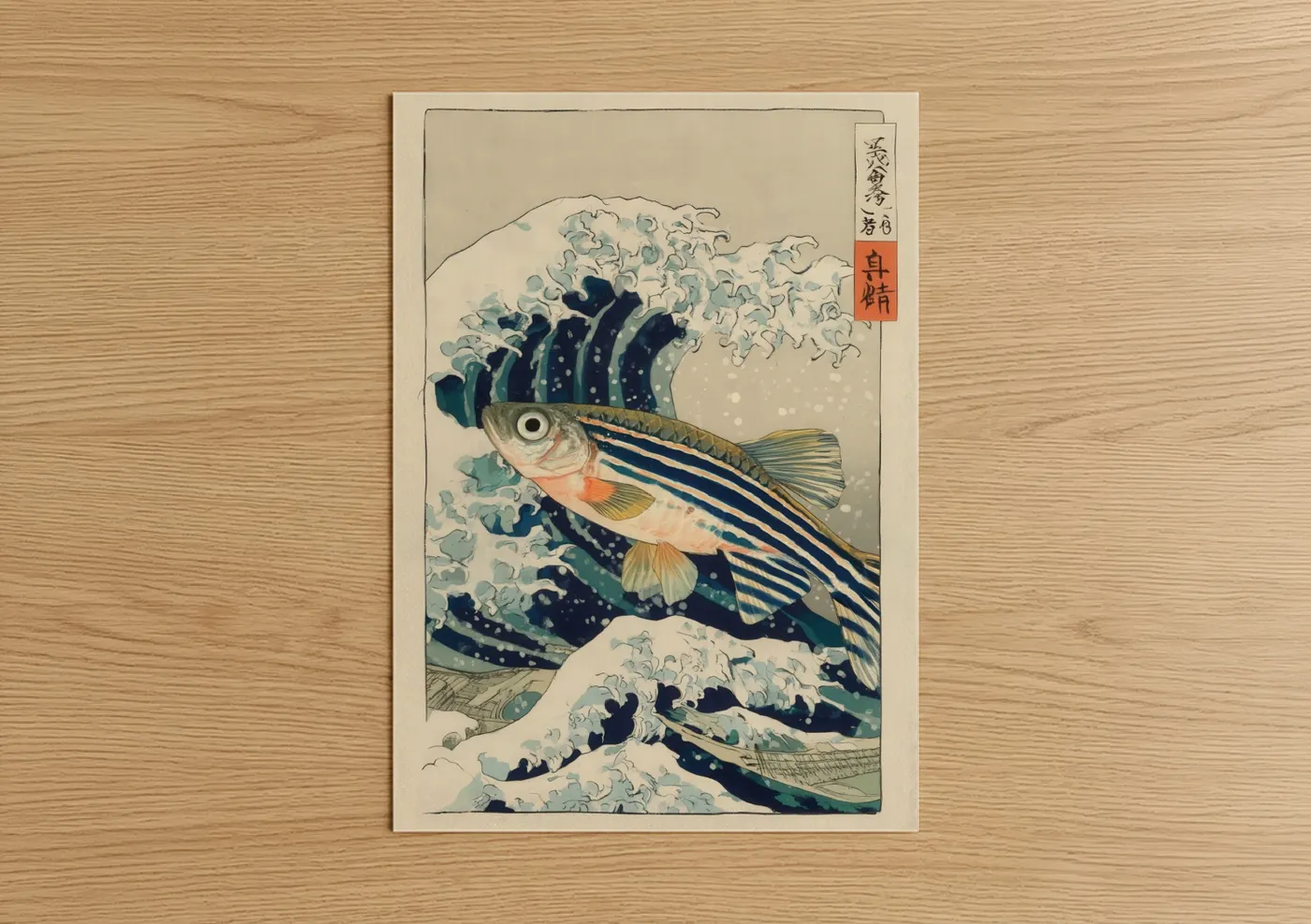 Striped Zebrafish Japanese Woodblock Wall Art