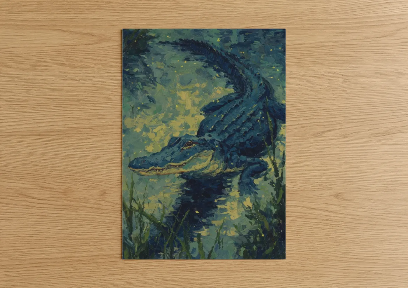 Nocturnal Alligator Impressionist Art Wall Art