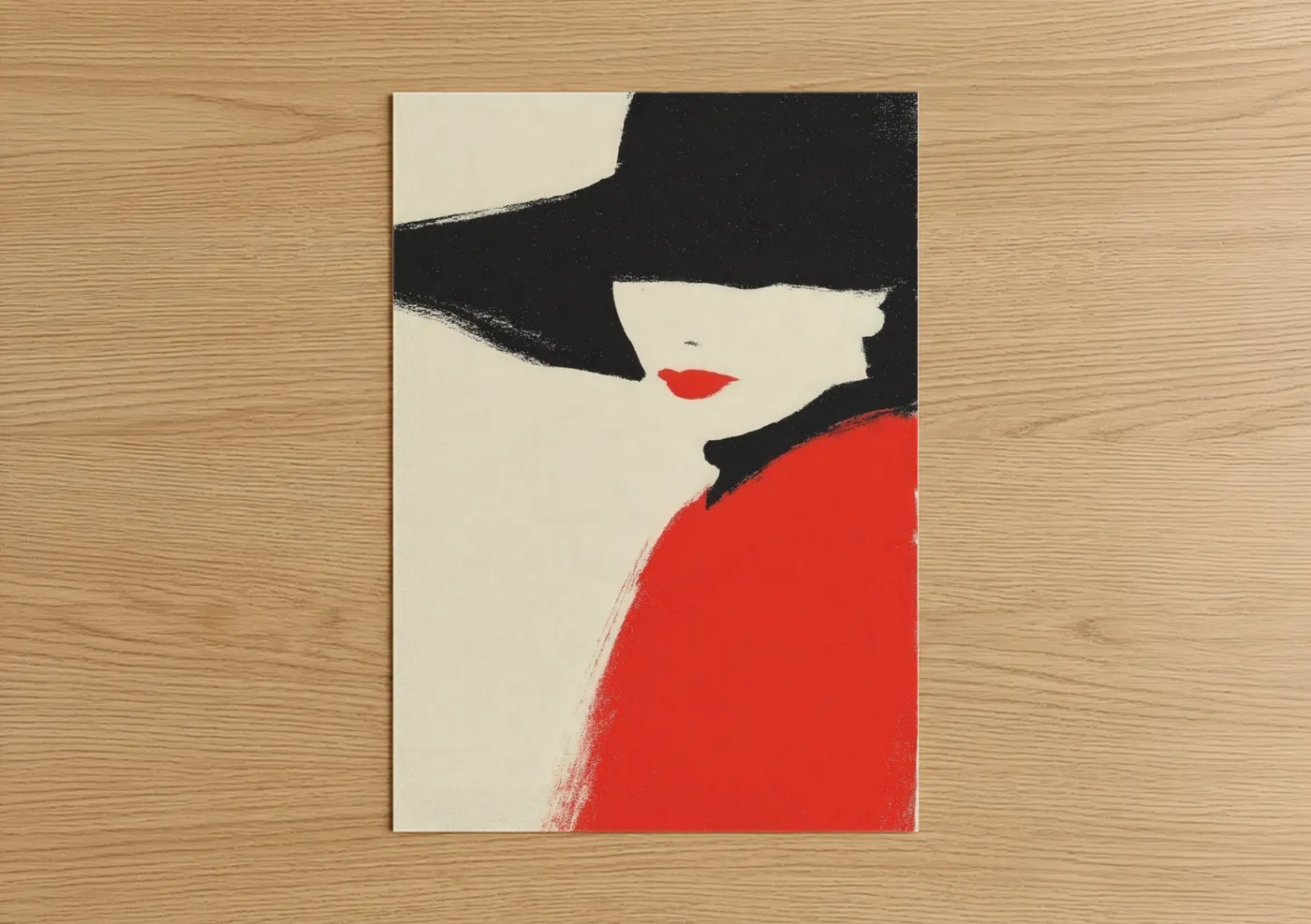 Bold Red Lip Minimalist Beauty Wall Art