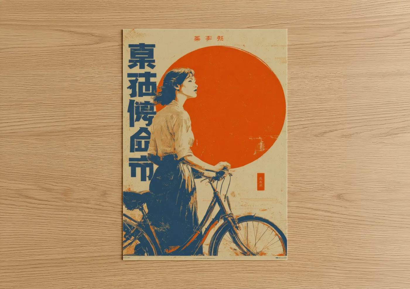 Vintage Japanese Bicycle Ad Poster Wall Art