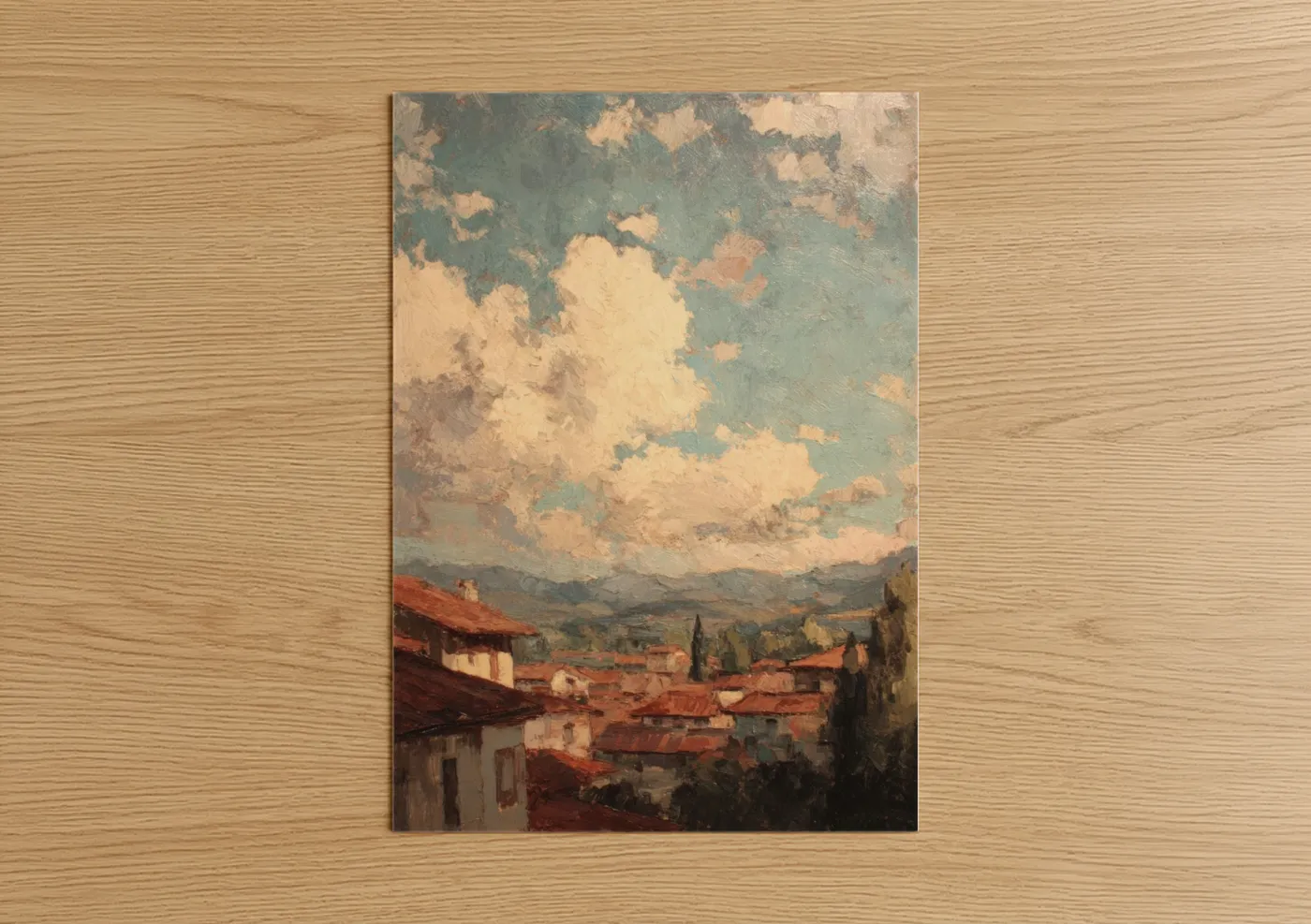 Tuscan Village Morning Sky Landscape Wall Art