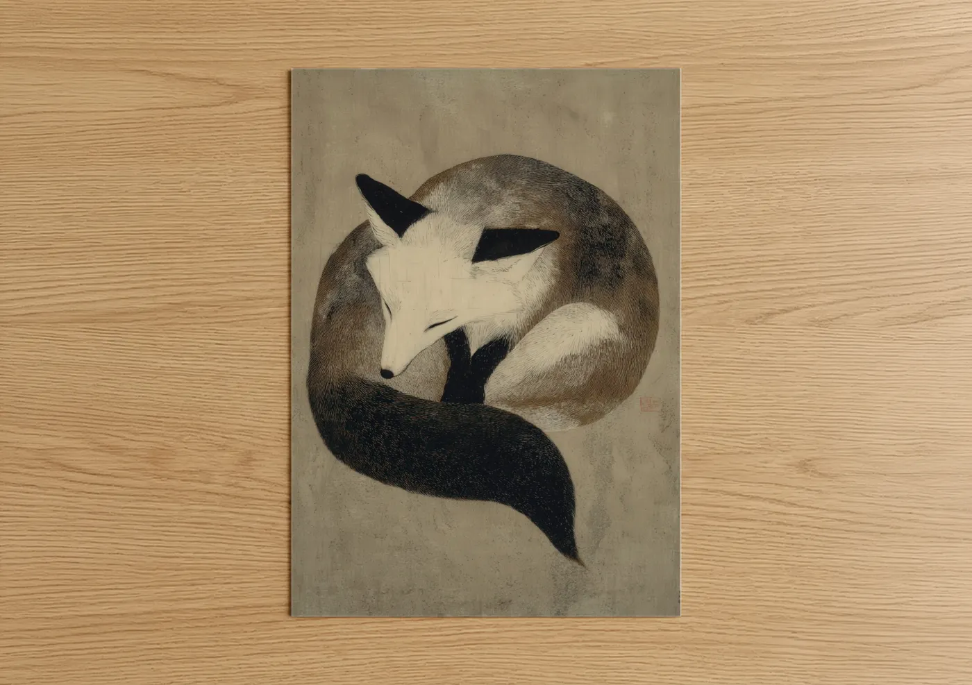 Sleeping Fox Minimalist Wildlife Wall Art