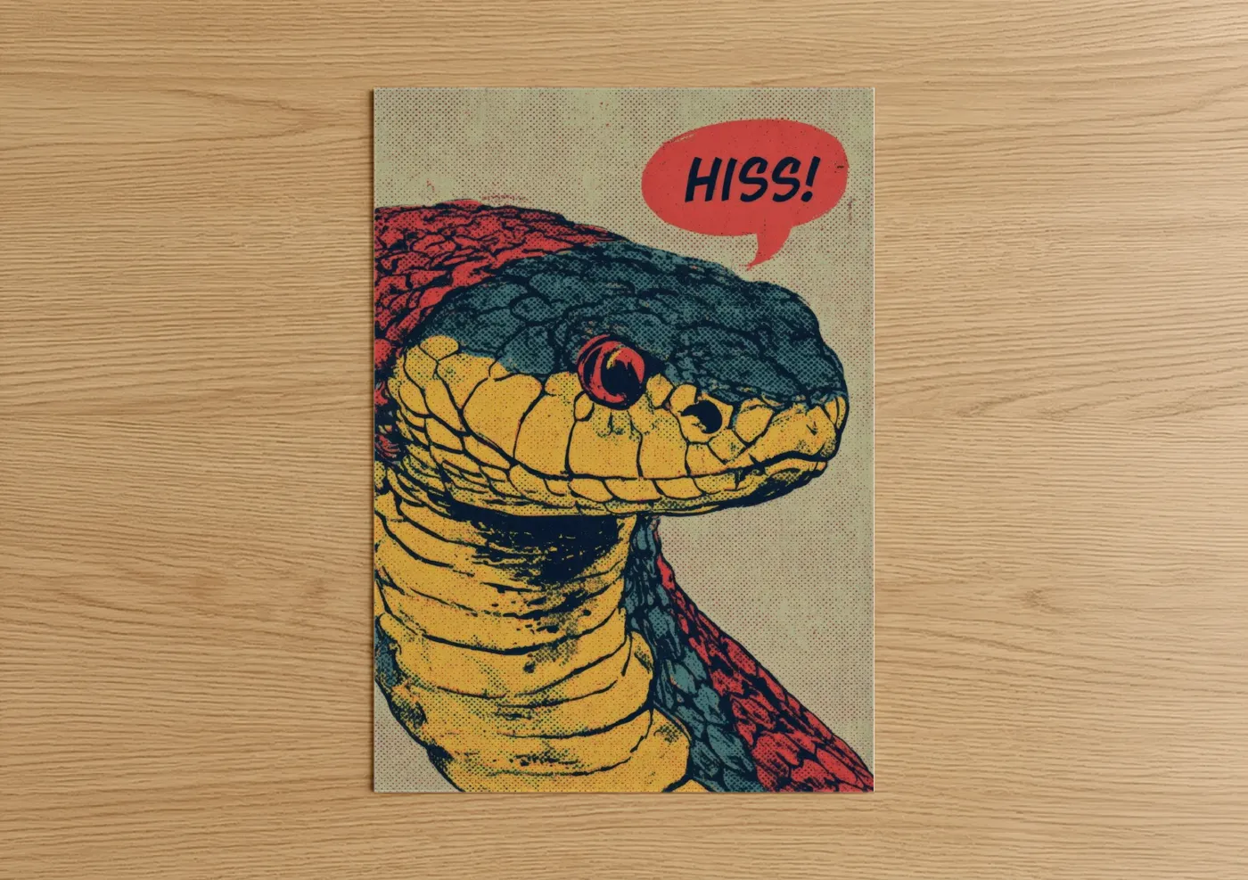 Bold Hissing Viper Pop Art Illustration Wall Art