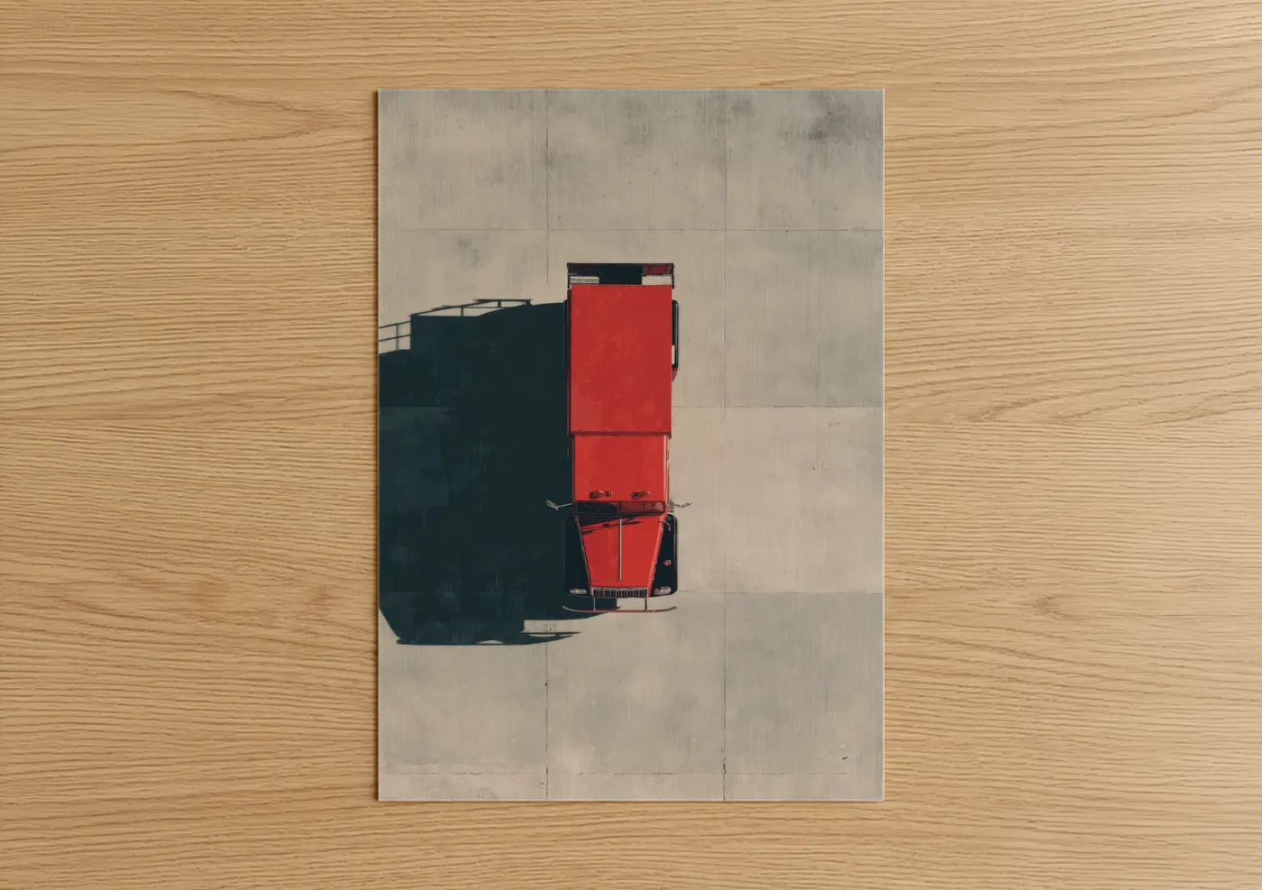 Red Fire Engine Aerial View Wall Art