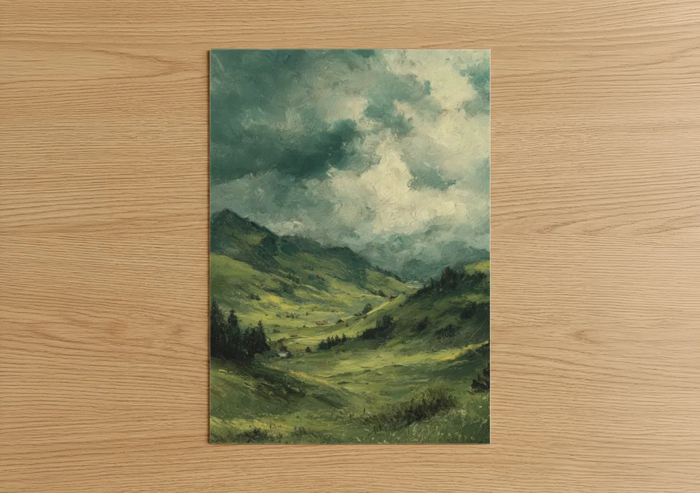 Alpine Valley Landscape Oil Painting Wall Art