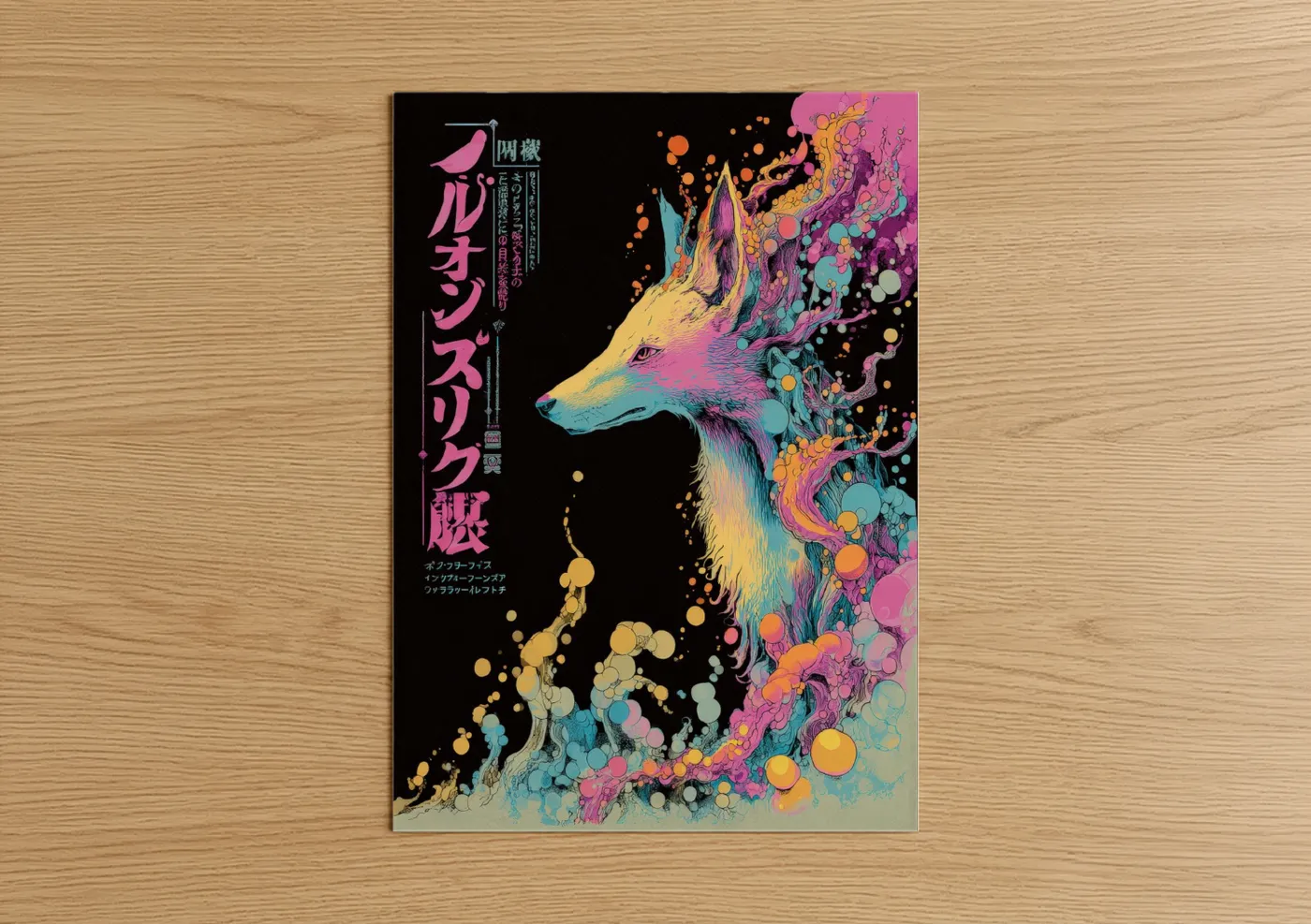 Psychedelic Fox Spirit Japanese Y2K Wall Art