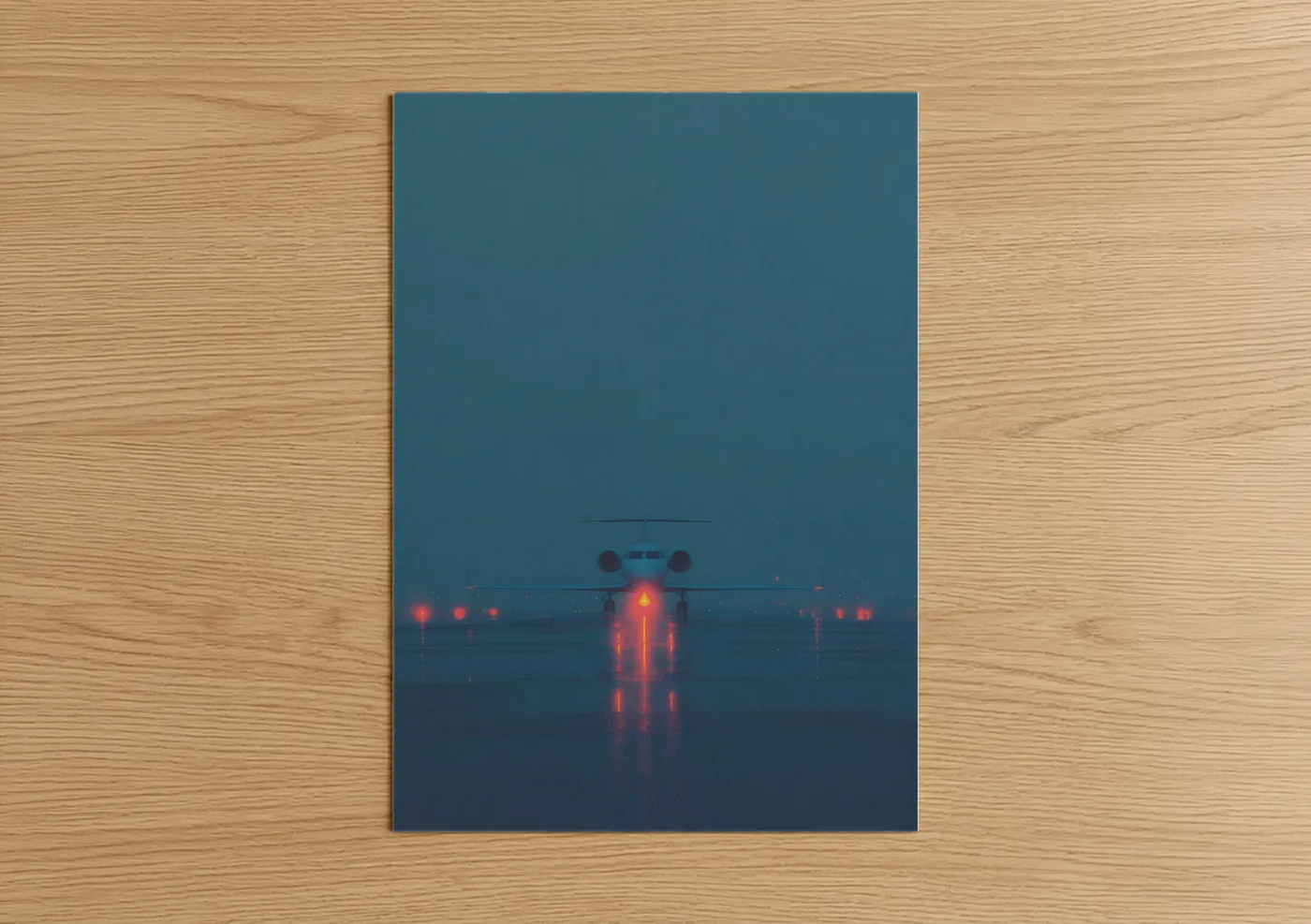 Private Jet Neon Runway Lights Wall Art