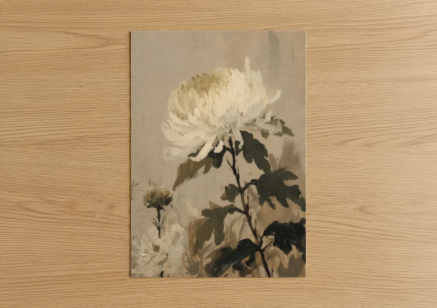 Ivory Chrysanthemum Botanical Painting Wall Art