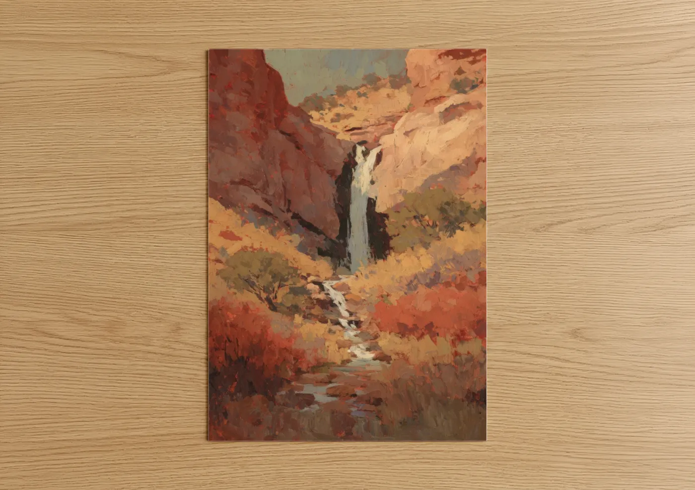 Desert Waterfall Canyon Landscape Wall Art