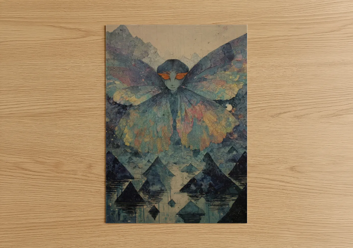 Mystical Sphinx Wings Watercolor Wall Art